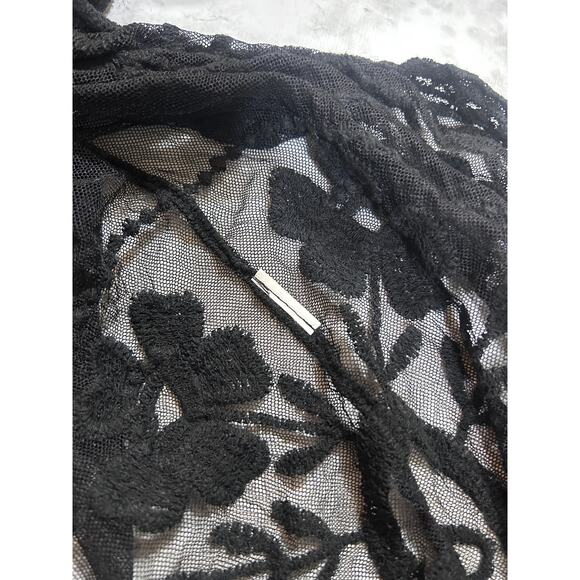 Highness Kimono Lace Top Cardigan O/S Blk Front Tie Indie Festival Witchy Boho - Picture 6 of 6